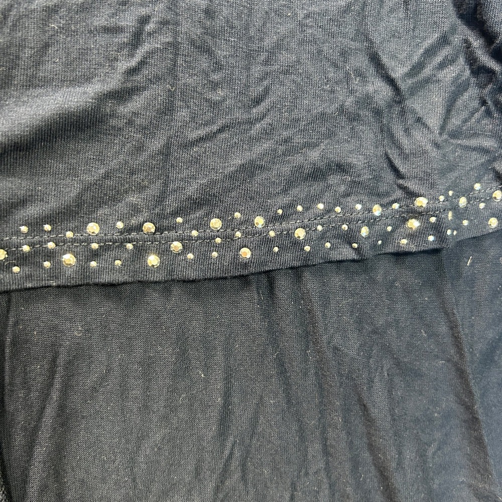Roz & Ali Maxi Skirt Womens 2X Navy Tie Dye Rhinestone Stud Boho High Low Hem - Picture 4 of 7